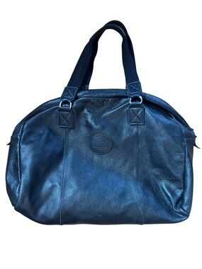 Roots Black Leather Weekender / Duffel Bag